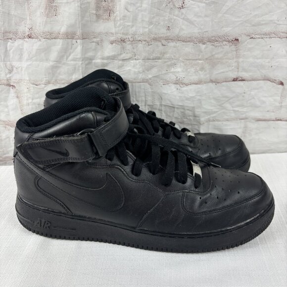 Nike Men's 11 Air Force 1 Mid '07 Black Athletic Lace-up Sneakers - Picture 3 of 14